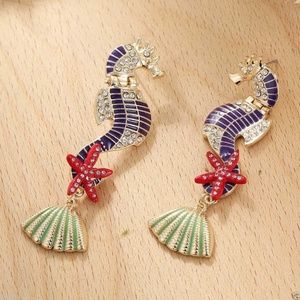 Diamond Rhinestone Seahorse Earrings (item C)